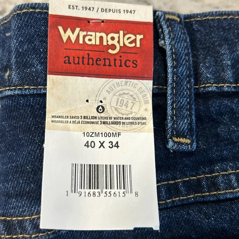 Wrangler Authentics‎ Mens 40x34 Dark Wash Straight Fit Denim Jeans NWT